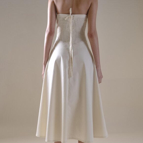 Marlies Grace Exclusive Lou Cotton-Blend Midi Dress strapless beautiful NWT - Picture 8 of 11